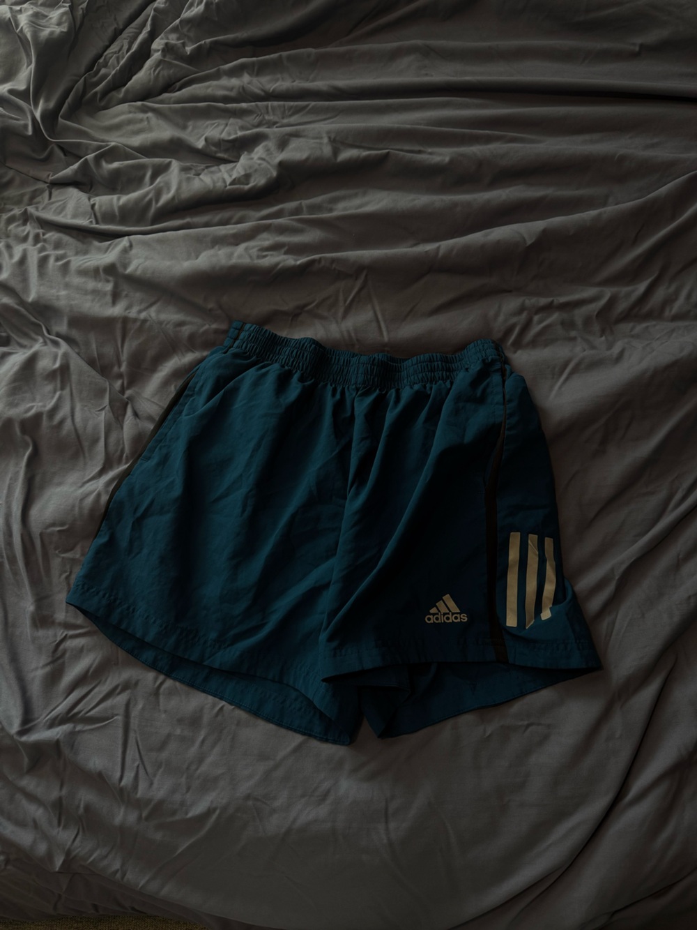 adidas Men's Teal Athletic Running Shorts with Reflective Stripes
